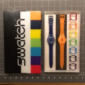 Vintage Swatch Watch set with rainbow guards